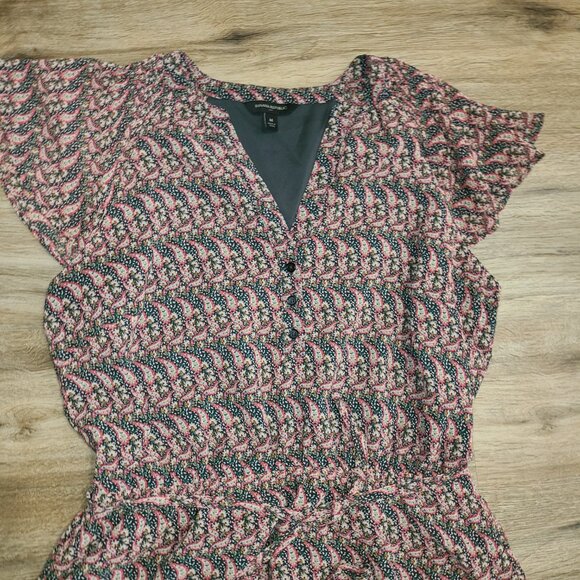 Banana Republic women M Chiffon Flare Knee Dress Flutter sleeve paisley - Picture 2 of 6